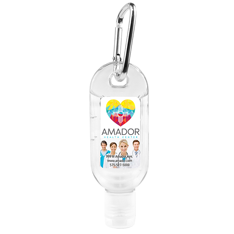 1.8 oz Hand Sanitizer Antibacterial Gel in Flip-Top Bottle with Carabiner